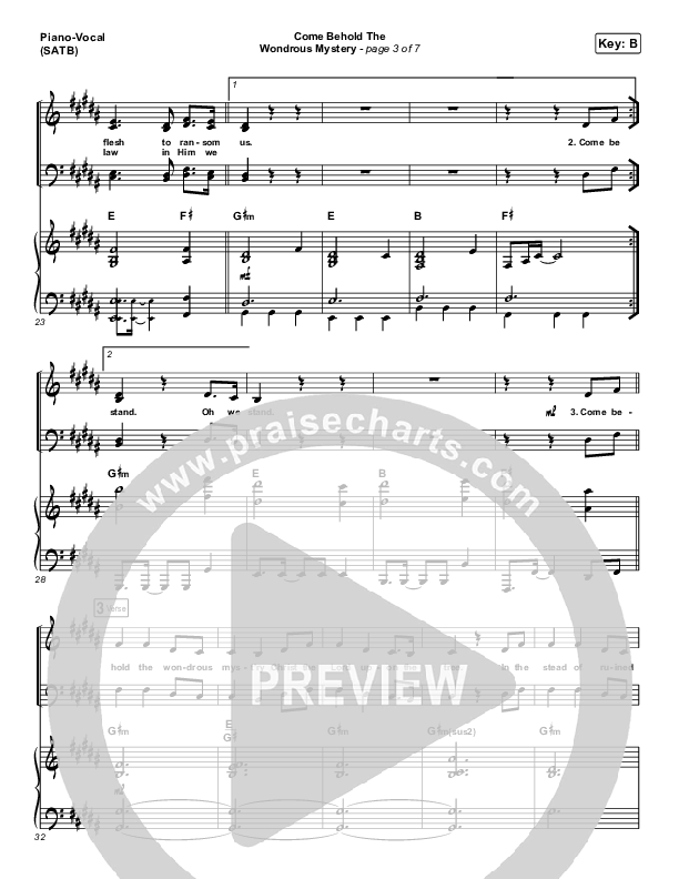 Come Behold The Wondrous Mystery Piano/Vocal (SATB) (Shane & Shane / The Worship Initiative)