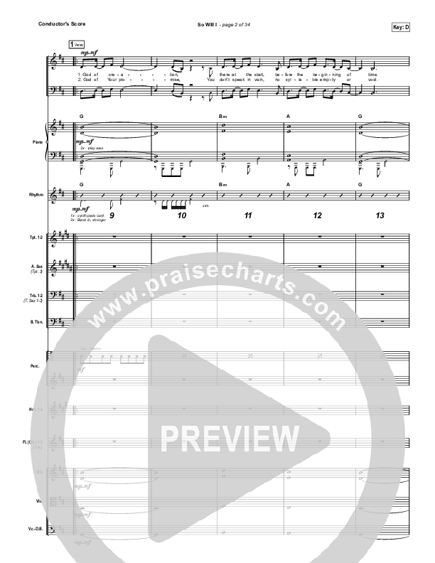 So Will I (100 Billion X) (Choral Anthem SATB) Conductor's Score (Hillsong Worship / Arr. Luke Gambill)
