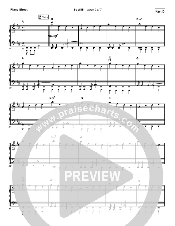 So Will I (100 Billion X) (Choral Anthem SATB) Piano Sheet (Hillsong Worship / Arr. Luke Gambill)