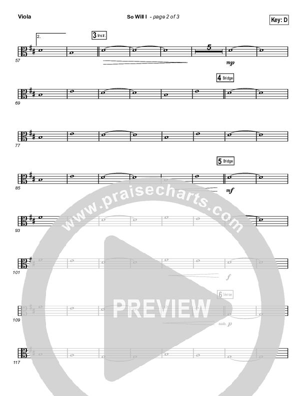 So Will I (100 Billion X) (Choral Anthem SATB) Viola (Hillsong Worship / Arr. Luke Gambill)
