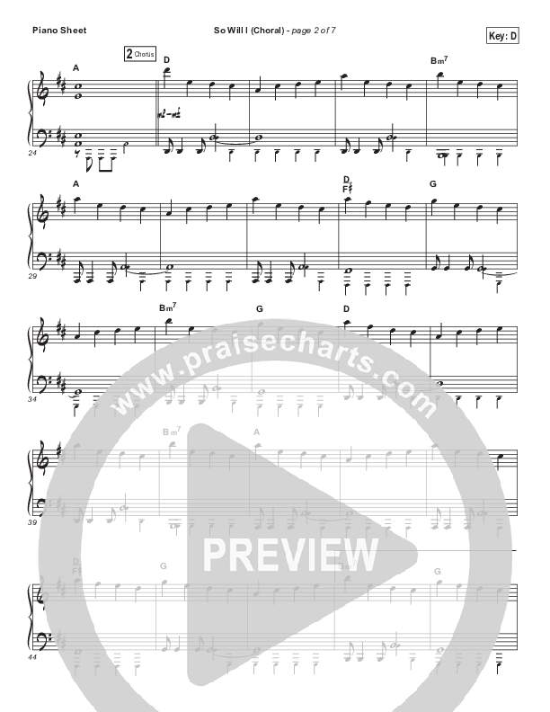 So Will I (100 Billion X) (Choral Anthem SATB) Piano Sheet (Hillsong Worship / Arr. Luke Gambill)