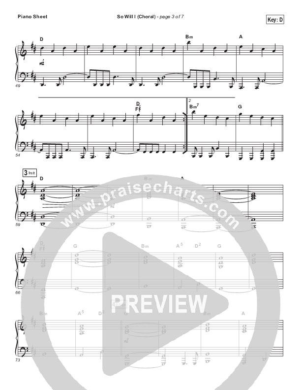 So Will I (100 Billion X) (Choral Anthem SATB) Piano Sheet (Hillsong Worship / Arr. Luke Gambill)