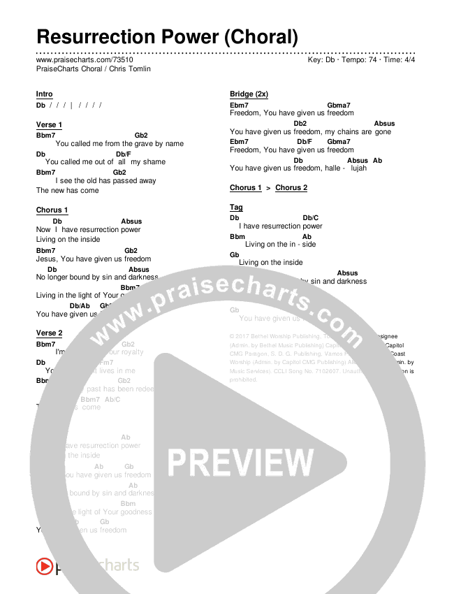 Resurrection Power (Choral Anthem SATB) Chords & Lyrics (Chris Tomlin / Arr. Luke Gambill)