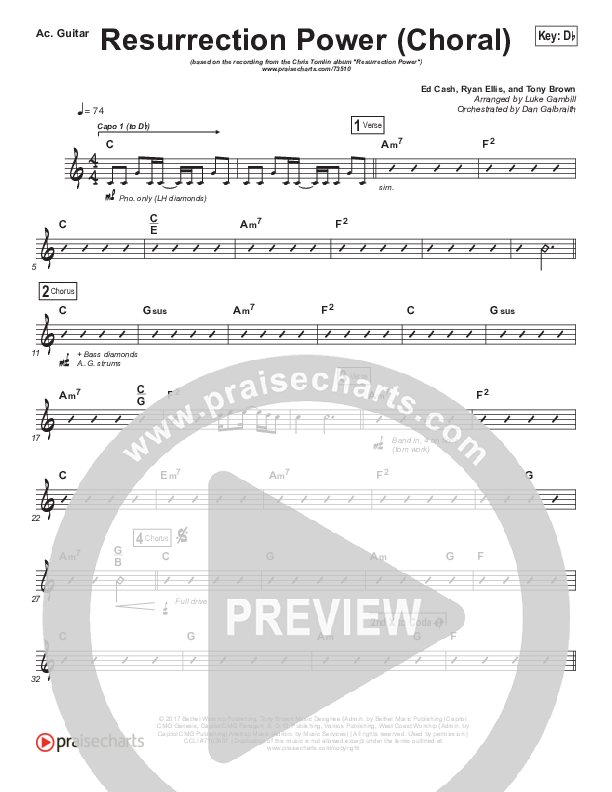 Resurrection Power (Choral Anthem SATB) Acoustic Guitar (Chris Tomlin / Arr. Luke Gambill)