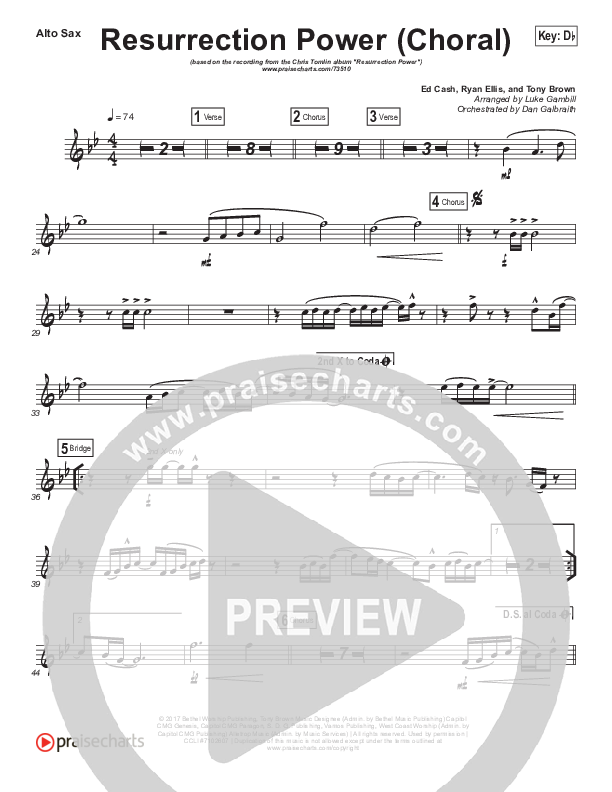 Resurrection Power (Choral Anthem SATB) Alto Sax (Chris Tomlin / Arr. Luke Gambill)