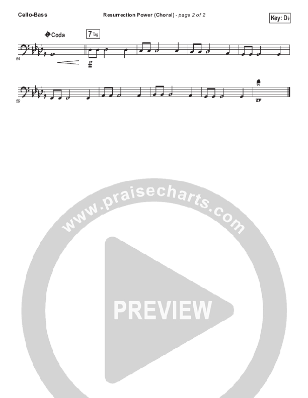 Resurrection Power (Choral Anthem SATB) Cello/Bass (Chris Tomlin / Arr. Luke Gambill)
