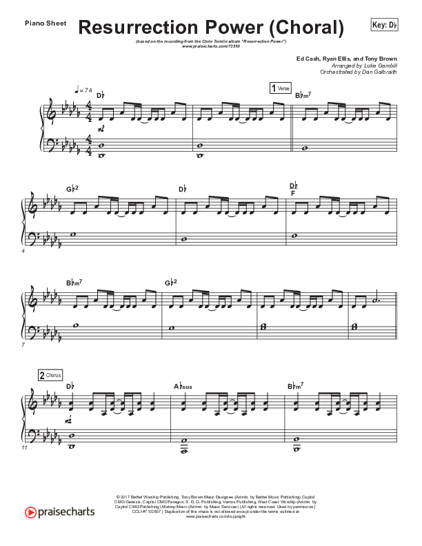 Resurrection Power (Choral Anthem SATB) Piano Sheet (Chris Tomlin / Arr. Luke Gambill)