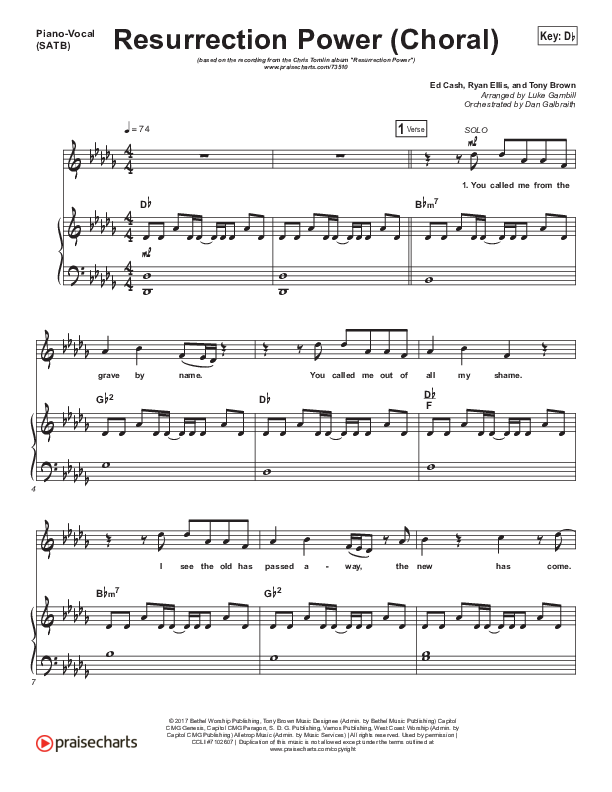 Resurrection Power (Choral Anthem SATB) Piano/Choir (SATB) (Chris Tomlin / Arr. Luke Gambill)