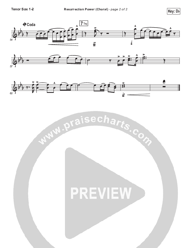 Resurrection Power (Choral Anthem SATB) Tenor Sax 1/2 (Chris Tomlin / Arr. Luke Gambill)