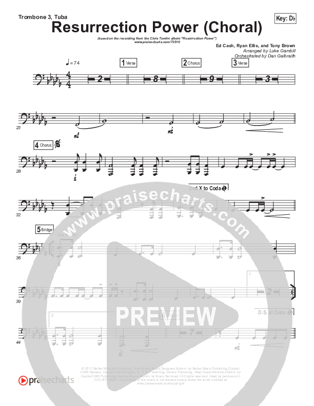 Resurrection Power (Choral Anthem SATB) Trombone 3/Tuba (Chris Tomlin / Arr. Luke Gambill)