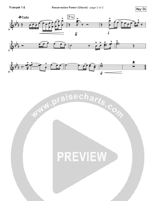 Resurrection Power (Choral Anthem SATB) Trumpet 1,2 (Chris Tomlin / Arr. Luke Gambill)