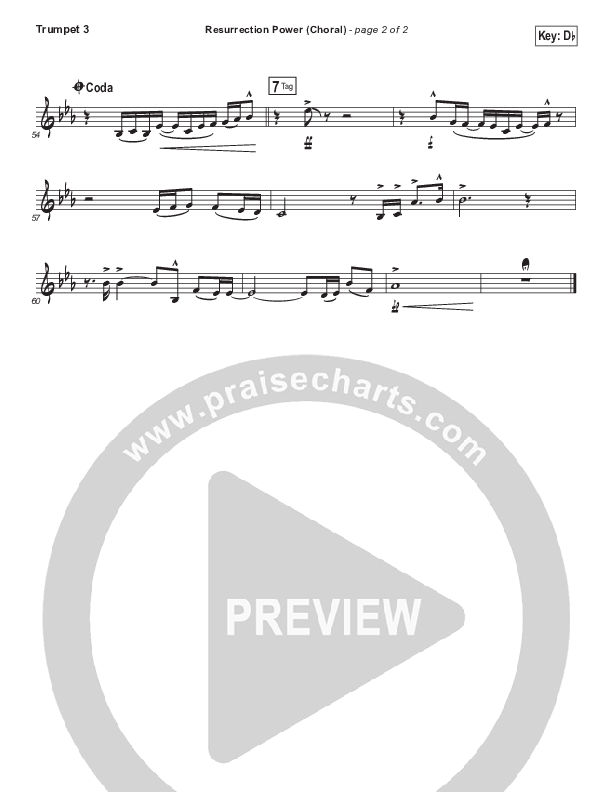 Resurrection Power (Choral Anthem SATB) Trumpet 3 (Chris Tomlin / Arr. Luke Gambill)