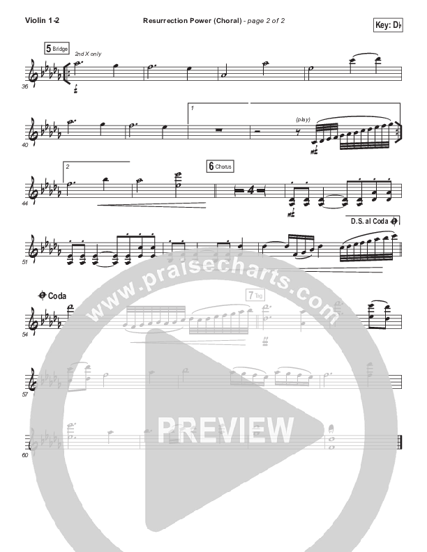 Resurrection Power (Choral Anthem SATB) Violin 1/2 (Chris Tomlin / Arr. Luke Gambill)
