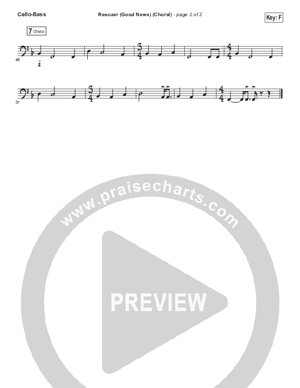 Rescuer (Good News) (Choral Anthem SATB) Cello/Bass (Rend Collective / Arr. Luke Gambill)