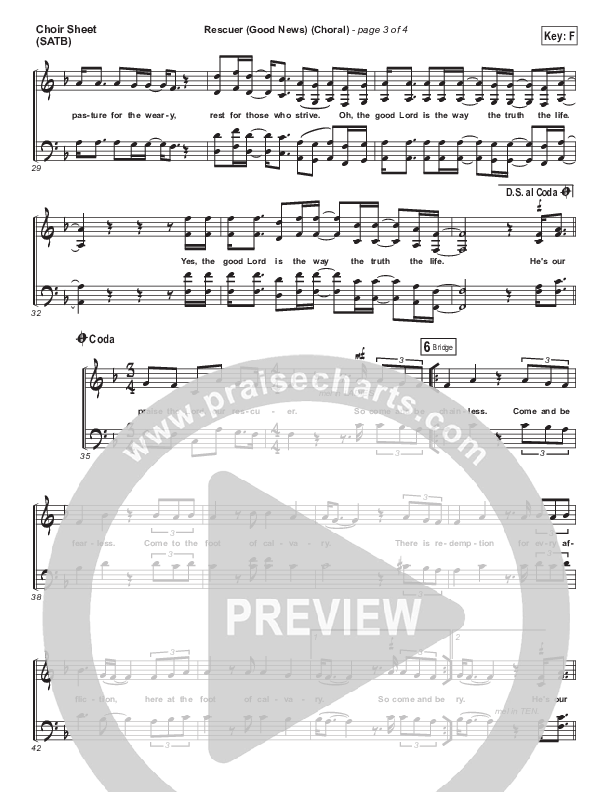 Rescuer (Good News) (Choral Anthem SATB) Choir Sheet (SATB) (Rend Collective / Arr. Luke Gambill)