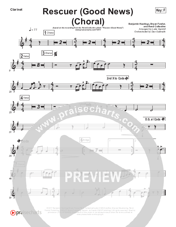 Rescuer (Good News) (Choral Anthem SATB) Wind Pack (Rend Collective / Arr. Luke Gambill)