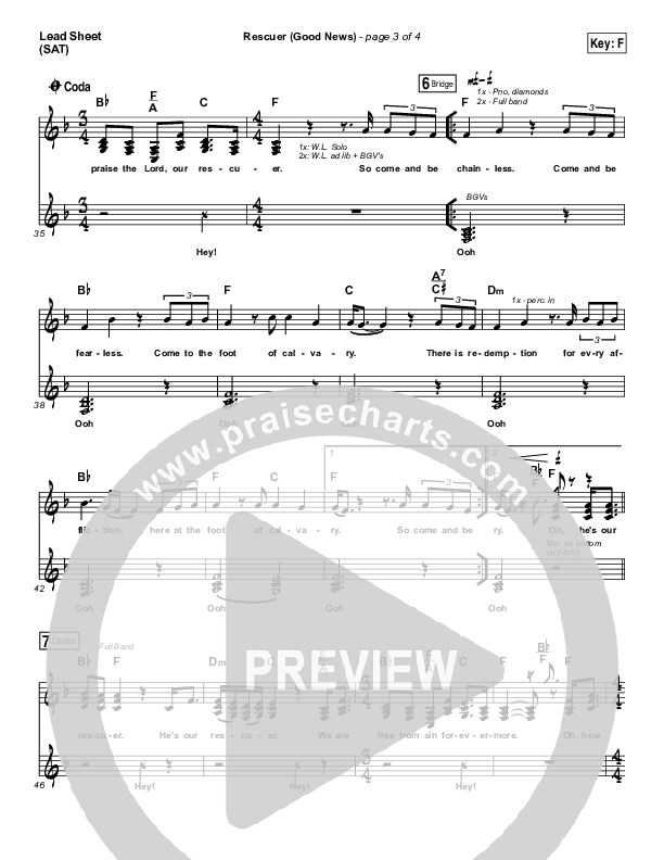 Rescuer (Good News) (Choral Anthem SATB) Lead Sheet (SAT) (Rend Collective / Arr. Luke Gambill)