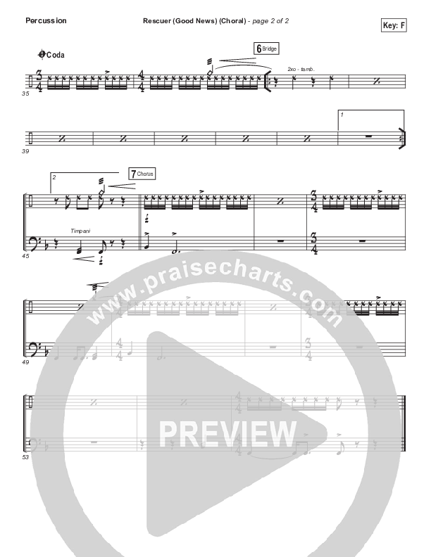 Rescuer (Good News) (Choral Anthem SATB) Percussion (Rend Collective / Arr. Luke Gambill)