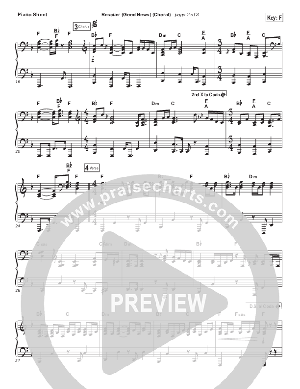 Rescuer (Good News) (Choral Anthem SATB) Piano Sheet (Rend Collective / Arr. Luke Gambill)