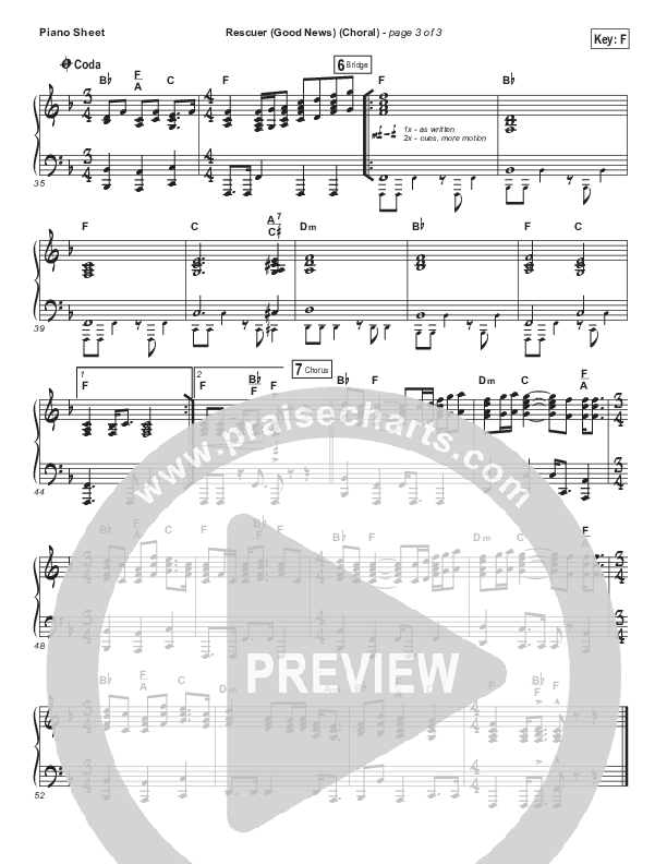 Rescuer (Good News) (Choral Anthem SATB) Piano Sheet (Rend Collective / Arr. Luke Gambill)