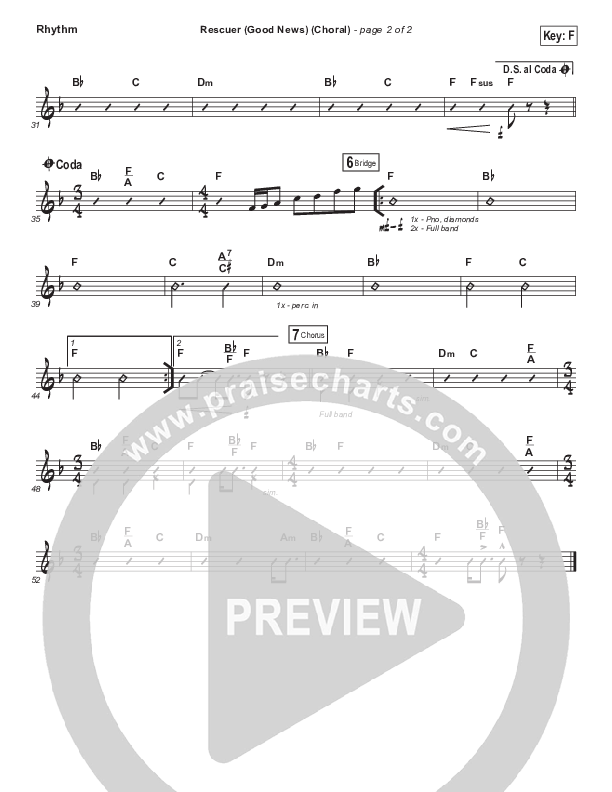 Rescuer (Good News) (Choral Anthem SATB) Rhythm Chart (Rend Collective / Arr. Luke Gambill)