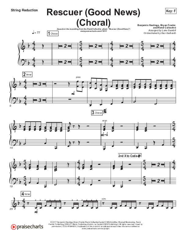 Rescuer (Good News) (Choral Anthem SATB) Synth Strings (Rend Collective / Arr. Luke Gambill)