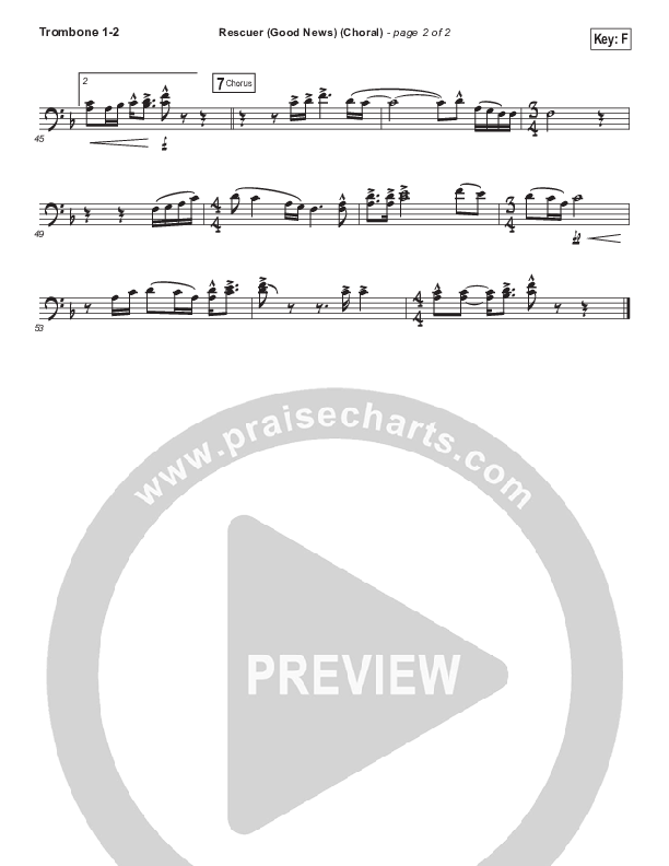 Rescuer (Good News) (Choral Anthem SATB) Trombone 1/2 (Rend Collective / Arr. Luke Gambill)