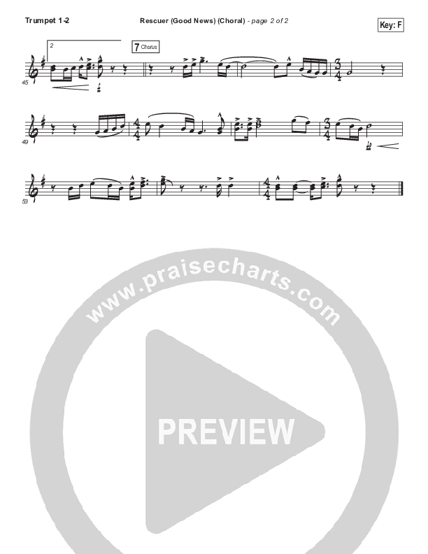 Rescuer (Good News) (Choral Anthem SATB) Trumpet 1,2 (Rend Collective / Arr. Luke Gambill)