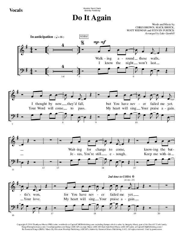 Do It Again Choir Sheet (SATB) (WorshipTeam.tv)