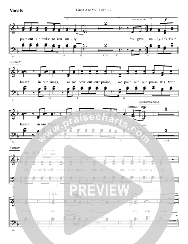 Great Are You Lord Choir Sheet (SATB) (WorshipTeam.tv)