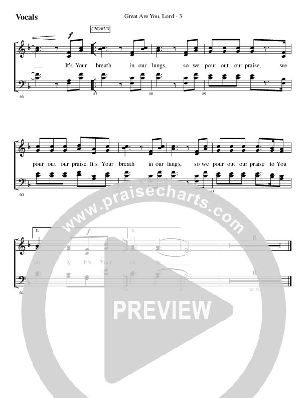 Great Are You Lord Choir Sheet (SATB) (WorshipTeam.tv)