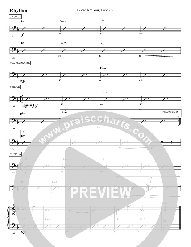 Great Are You Lord Rhythm Chart (WorshipTeam.tv)