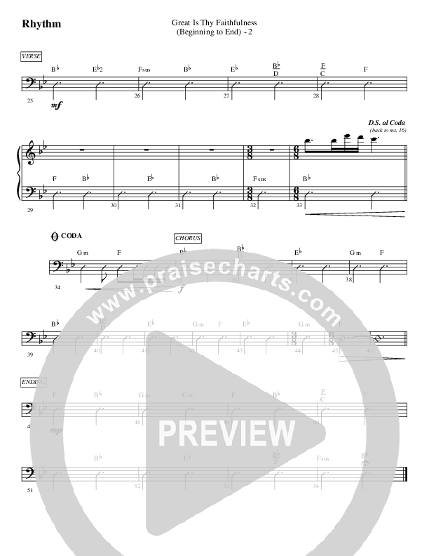 Great Is Thy Faithfulness (Beginning To End) Rhythm Chart (WorshipTeam.tv)
