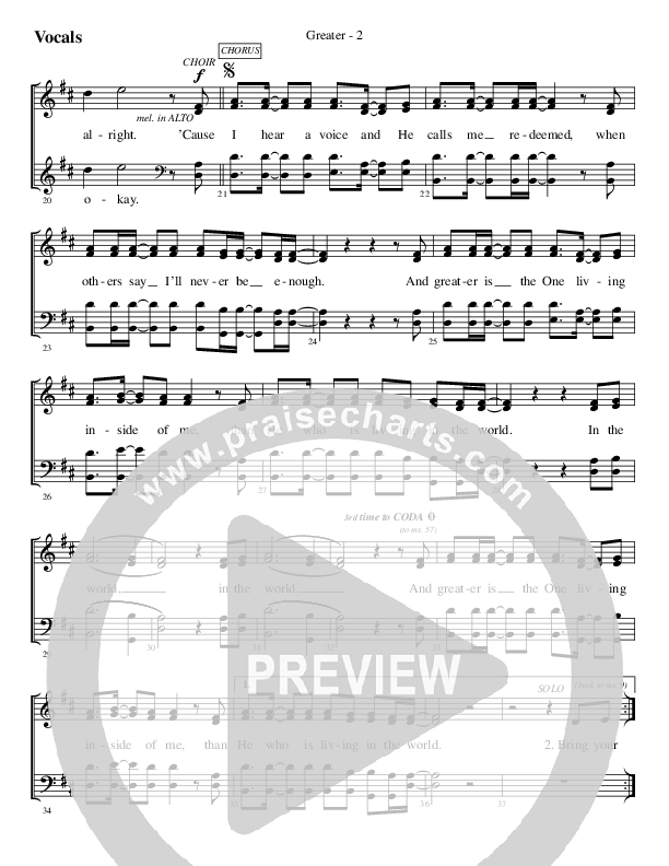 Greater Choir Sheet (SATB) (WorshipTeam.tv)