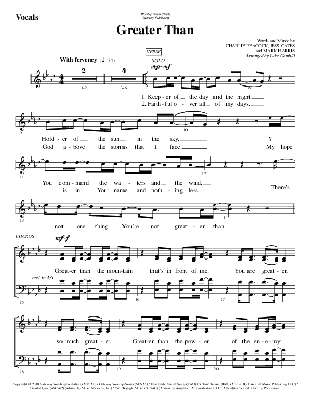 Greater Than Choir Sheet (SATB) (WorshipTeam.tv)