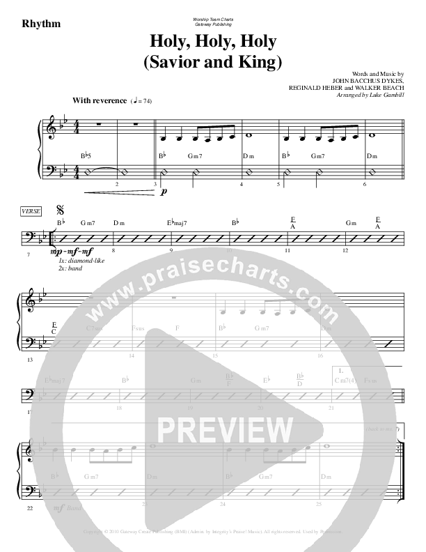 Holy Holy Holy (Savior King) Rhythm Chart (WorshipTeam.tv)