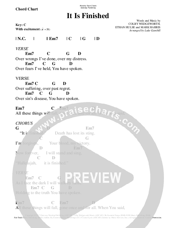 It Is Finished Chords & Lyrics (WorshipTeam.tv)