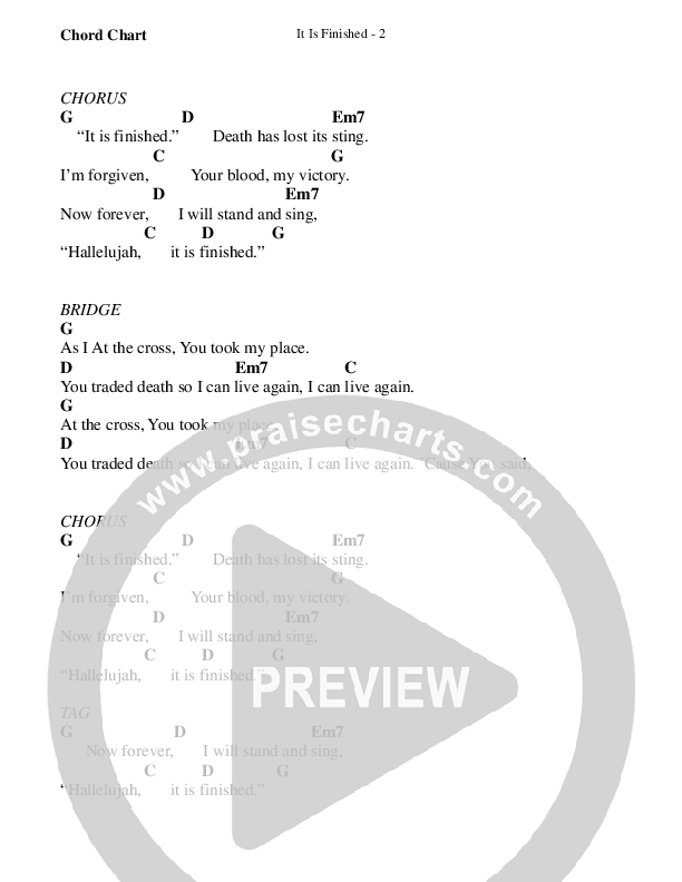 It Is Finished Chords & Lyrics (WorshipTeam.tv)