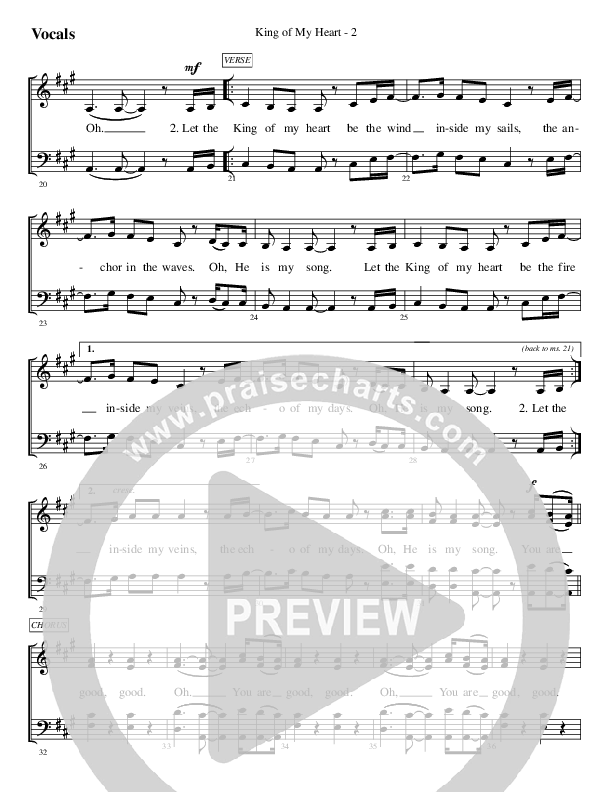 King Of My Heart Choir Sheet (SATB) (WorshipTeam.tv)
