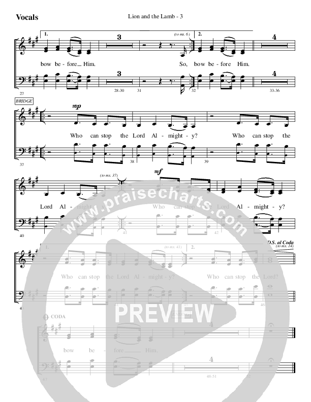 Lion And The Lamb Choir Sheet (SATB) (WorshipTeam.tv)