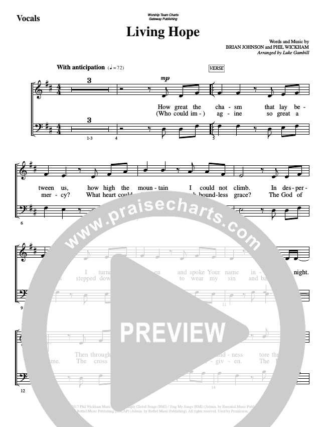 Living Hope Sheet Music PDF (WorshipTeam.tv) - PraiseCharts