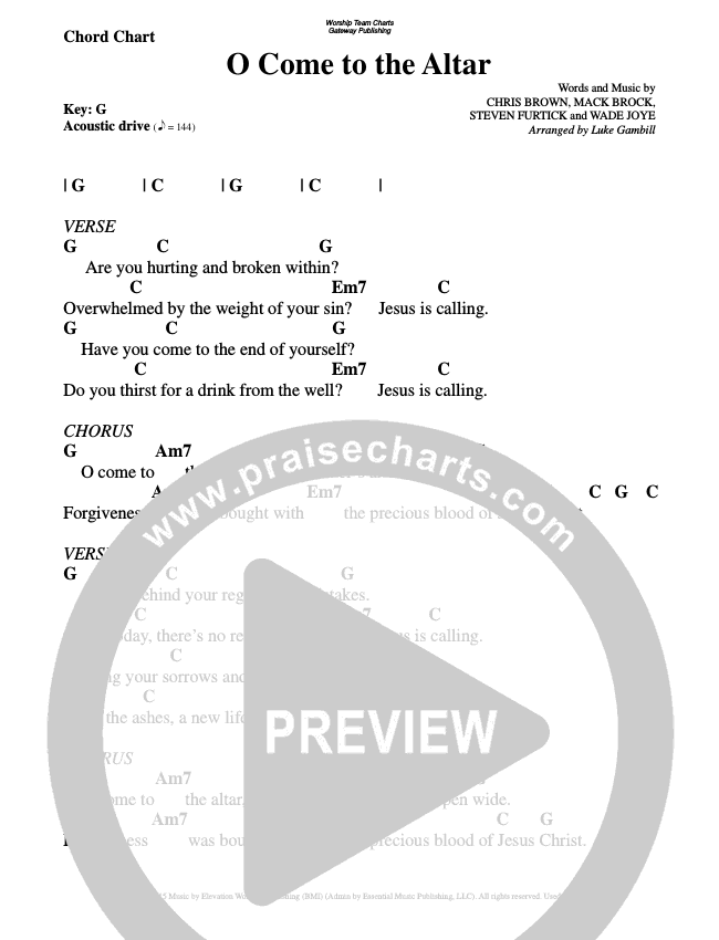 O Come To The Altar Chords PDF (WorshipTeam.tv) - PraiseCharts