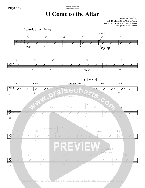 O Come To The Altar Rhythm Chart (WorshipTeam.tv)