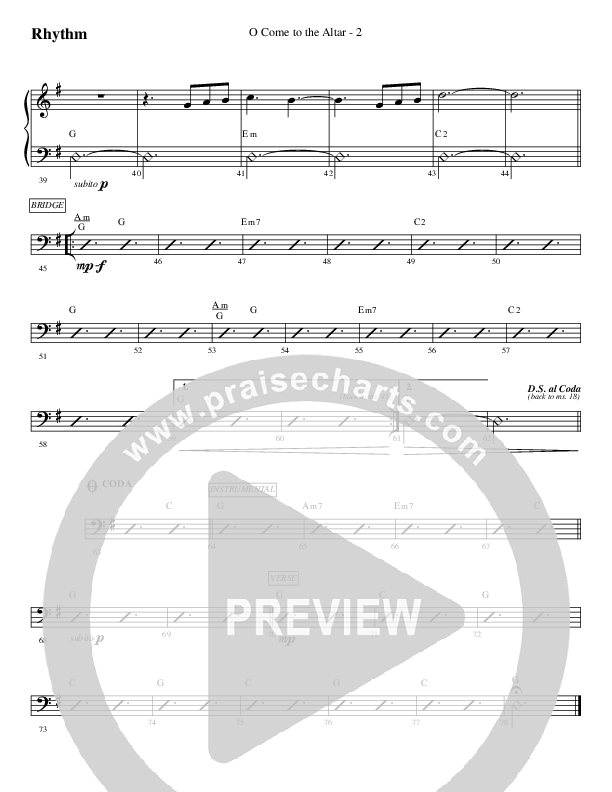 O Come To The Altar Rhythm Chart (WorshipTeam.tv)