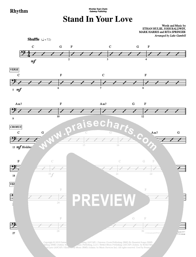 Stand In Your Love Sheet Music PDF (WorshipTeam.tv) PraiseCharts