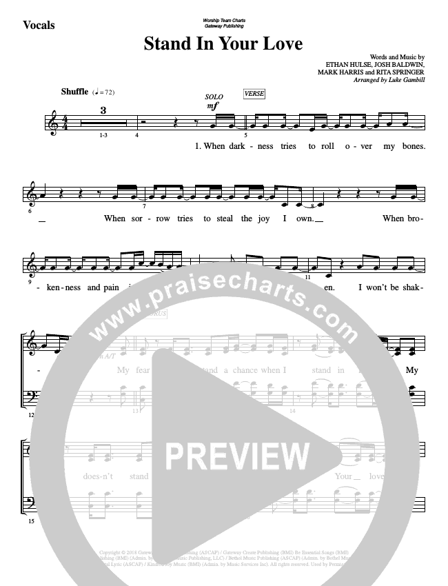 Stand In Your Love Sheet Music (WorshipTeam.tv) PraiseCharts