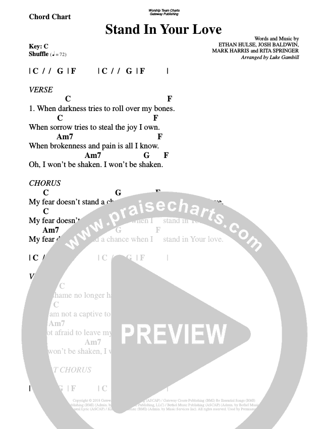 Stand In Your Love Chords PDF (WorshipTeam.tv) PraiseCharts