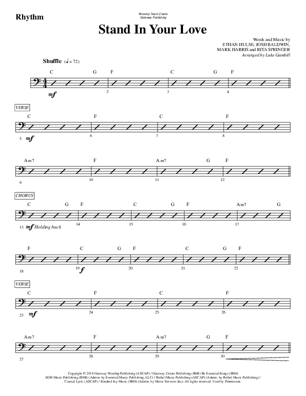 Stand In Your Love Rhythm Chart (WorshipTeam.tv)