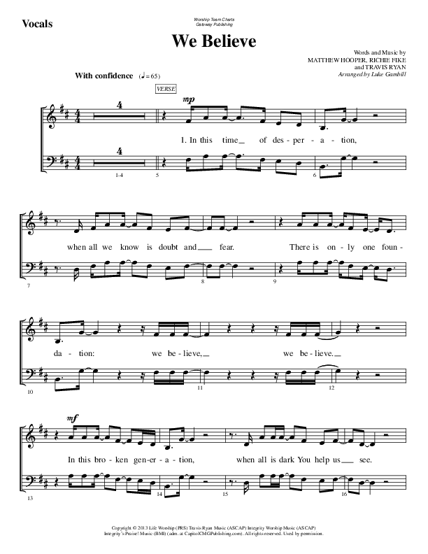 We Believe Choir Sheet (SATB) (WorshipTeam.tv)