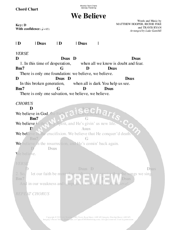 We Believe Chords & Lyrics (WorshipTeam.tv)